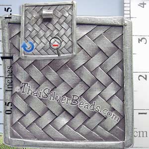 Discontinued Square Lattice Woven Silver Pendant - P0385- (1 Piece)_1