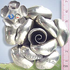 Big Karen Silver Rose Bloom Pendant - P0461- (1 Piece)_1