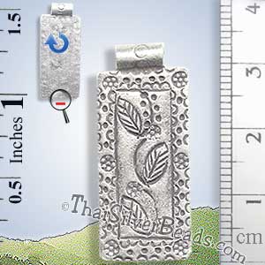Rectangular Leaf Design Silver Pendant - P0514- (1 Piece)_1