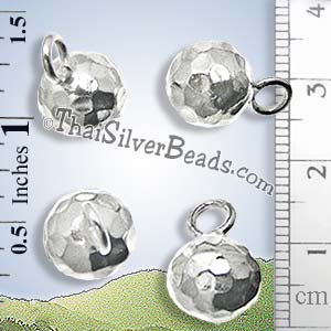 Round Hammered Silver Pendant - P0581 - (1 Piece)_1
