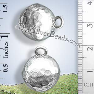 Hammered Silver Ball Hill Tribe Charm - P0583 - (1 Piece)_1