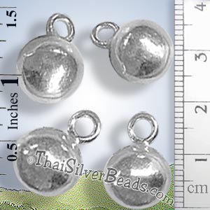 Round Silver Ball Hill Tribe Charm - P0667- (1 Piece)_1