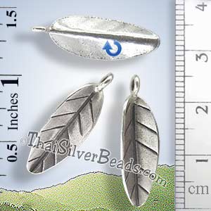 Elliptic Leaf Silver Charm - P0679 - (1 Piece)_1
