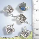 Heart and Flower Silver Charm - P0716 - (1 Piece)