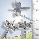 Dragonfly Flower Silver Pendant - P0774 - (1 Piece)