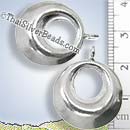Circular Drop Puffed Silver Pendant With Oval Hole - P0789 - (1 Piece)
