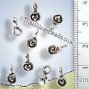 Double Sided Heart Silver Charm - P0817 - (1 Piece)