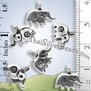 Cute Silver Elephant Charm - P0833 - (1 Piece)_1