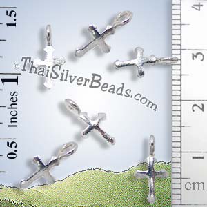 Small Cross Silver Charm - P0841- (1 Piece)_1