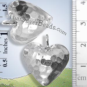 Heart Hammered Silver Puffed Pendant - P0846 - (1 Piece)_1
