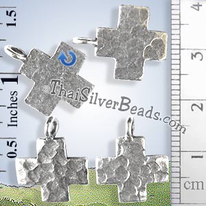 Hammered Silver Cross Pendant - PCUS006 - (1 Piece)_1