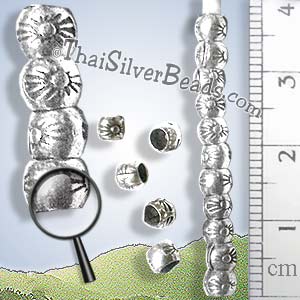27 - 28 inch Daisy Flower Hilltribe Silver Bead Strand - FULLB0039_1