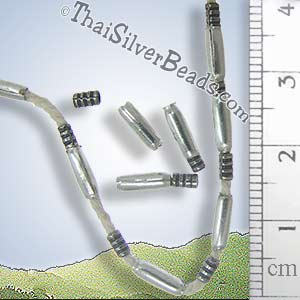 Strands - Tube And Separate Dark Coil Silver Beads - B0059 - 18 inch Strand (45.7 cm)_1