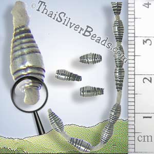 Strands - Oval Coiled Design Darkened Silver Bead - B0093 - 9 inch Strand (22.8 cm)_1